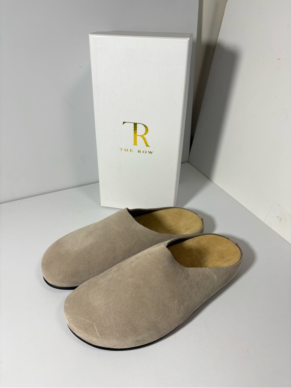 The Row Men's Suede Slip-On Mules in Taupe Brown